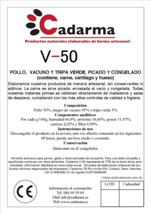 V-50 con proteína de vacuno