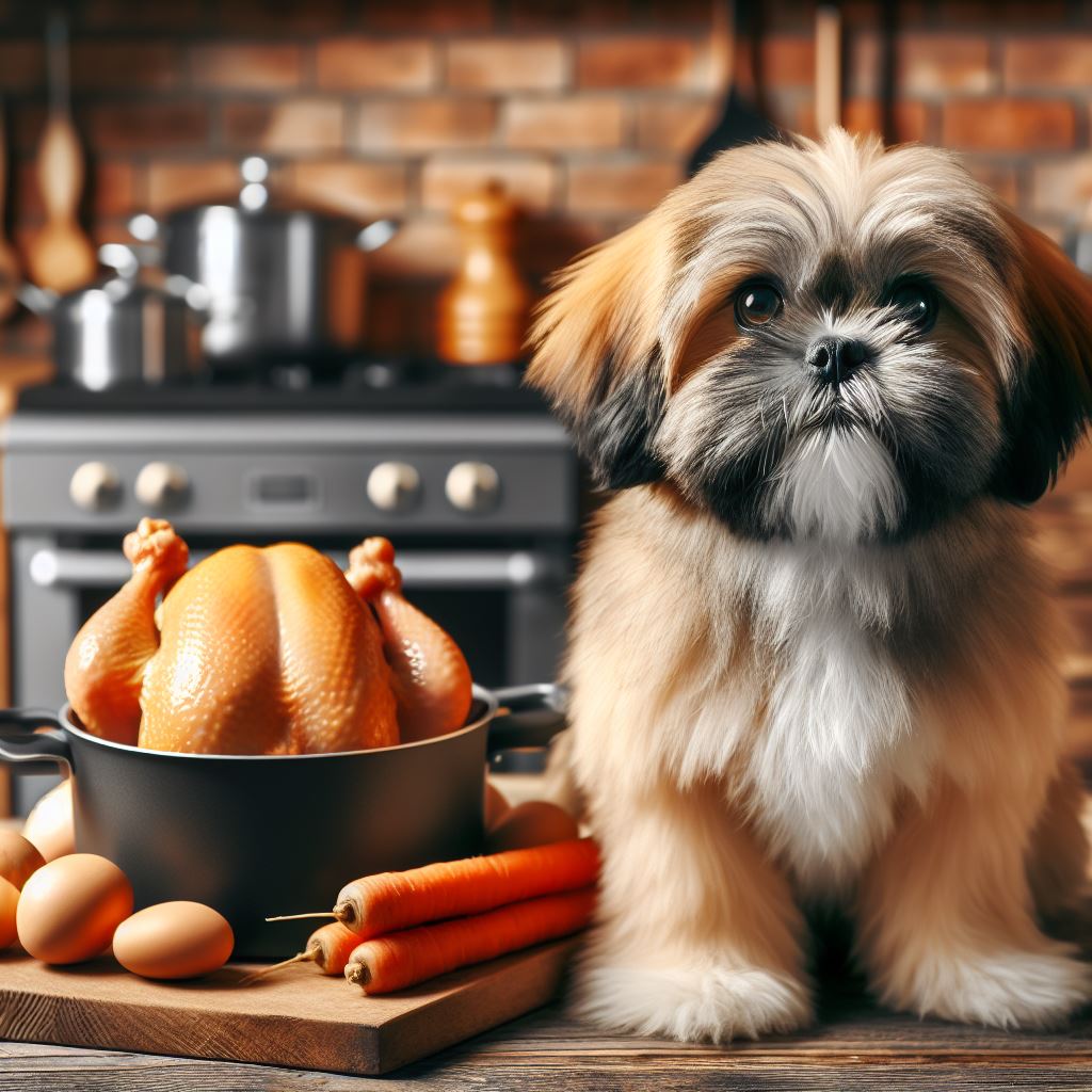 Cocinando comida natural para tu mascota como es el caldo de pollo para problemas digestivos