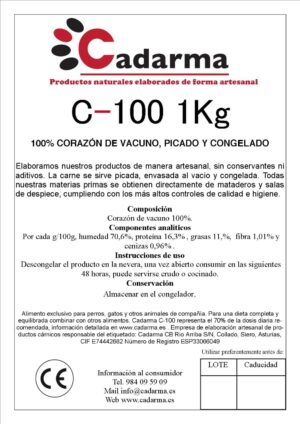C-100 Corazón de Vacuno Picado 1 kg