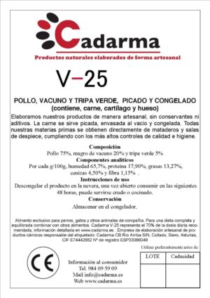 V-25 con proteína de vacuno
