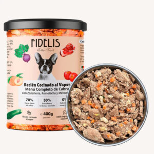 Cabra con Zanahoria, Remolacha y Melocotón –(Tarro 400 g) Fidelis